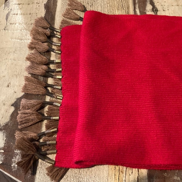 J. Crew Accessories - WOMEN’S J CREW RED SCARF WITH BROWN TASSELS ON THE END! EXCELLENT CONDITION!